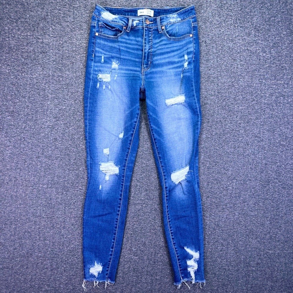 BKE Parker Jeans Womens 28 Blue Distressed High Rise Ankle Skinny ABK2692A 30x27